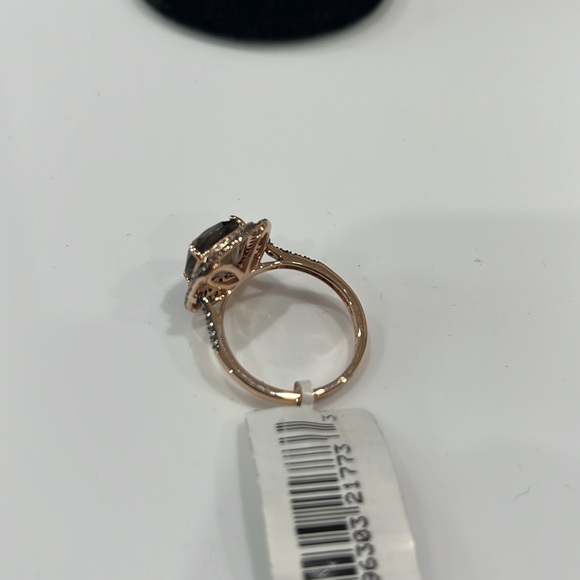 SMOKY QUARTZ APR 2.5ct RING .34 TW DIAMOND 14KT ROSE GOLD HALO SIZE 7 EXQUISITE - Picture 16 of 16